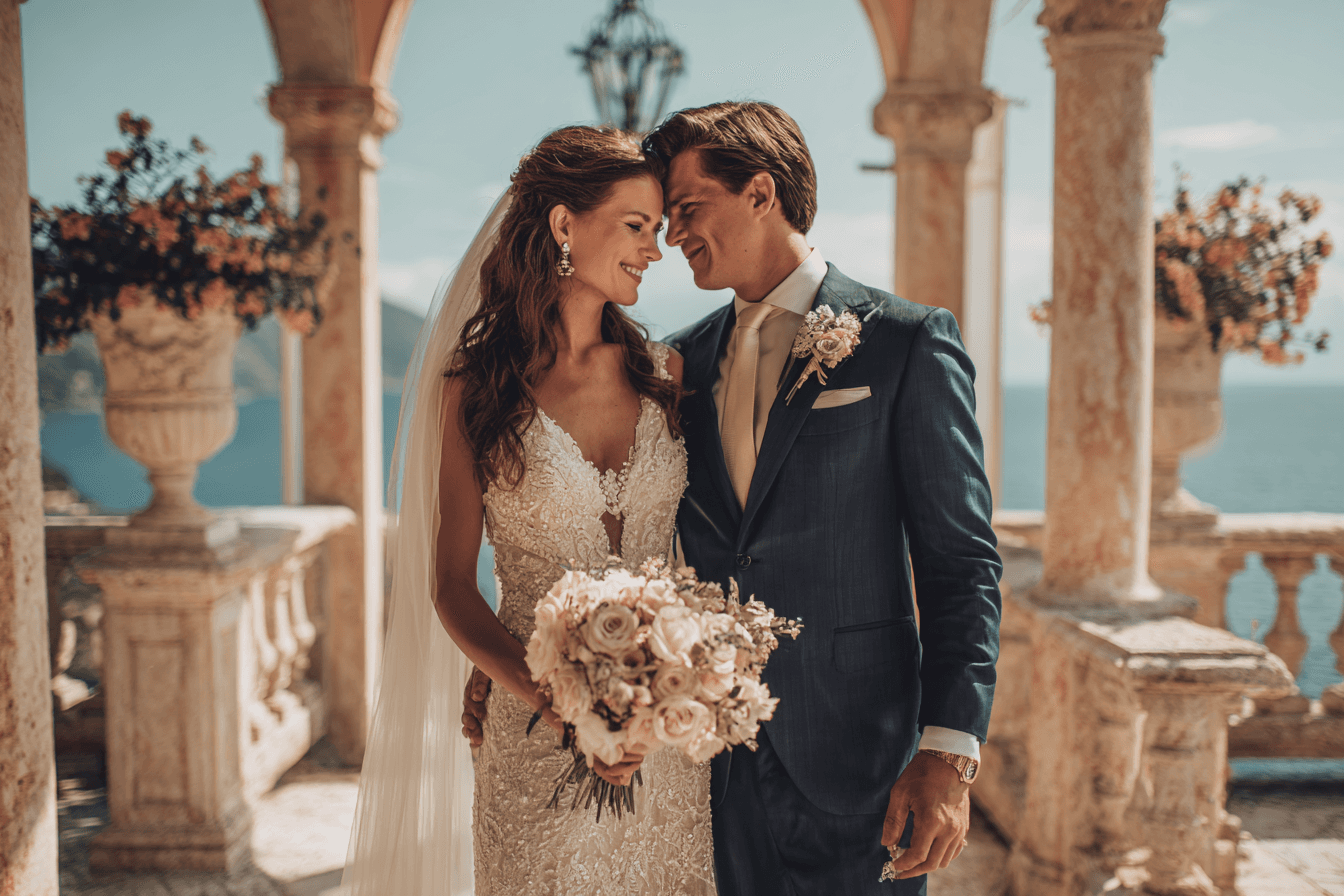 Happy couple at destination wedding