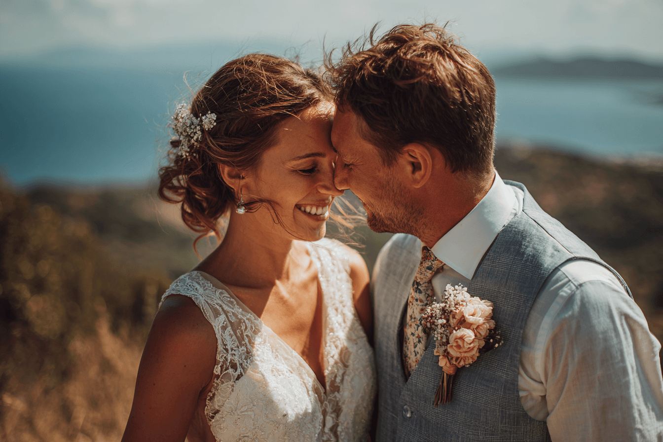 Happy couple at destination wedding